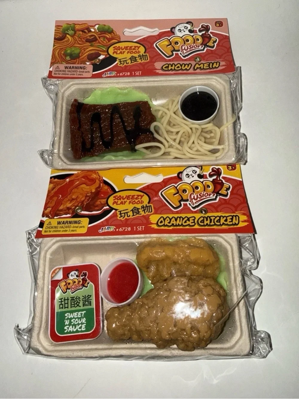 SQUISHY TOY LOT CHINESE FOOD SET SQUEEZY PLAY FOODIE FUSION CHOW MEIN, ORANGE Ch
